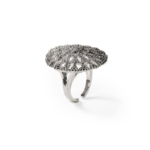 Rhodium-plated metal Circles of light ring