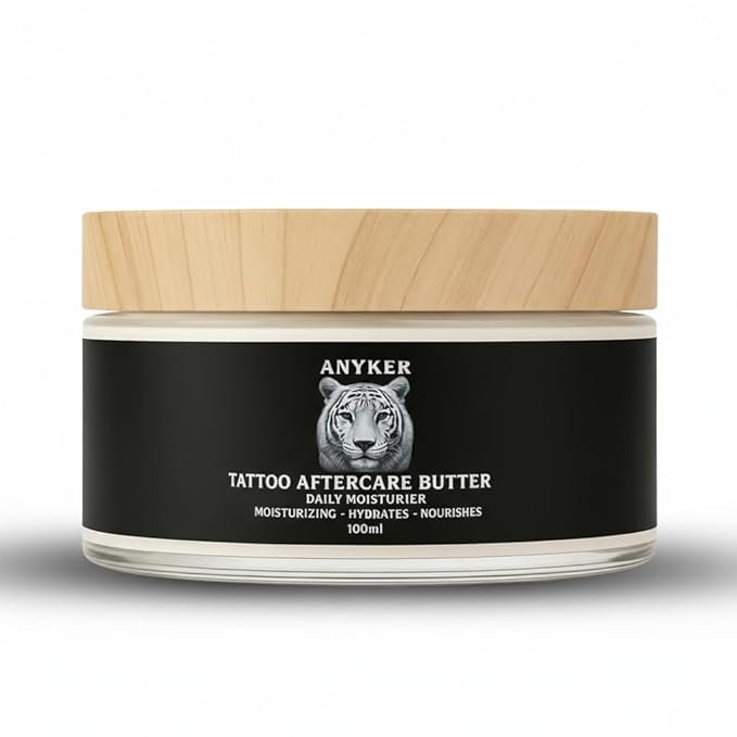 ANYKER Tattoo Aftercare Butter, Daily Moisturizing Balm with Shea Butter and Aloe Vera for Color Enhancement, 3.4oz