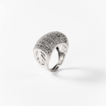 Rhodium-plated metal Pavè déco ring