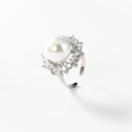 Rhodium-plated metal Sunflower ring