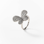 Rhodium-plated metal Butterfly ring