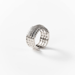 Rhodium-plated metal Light beam ring